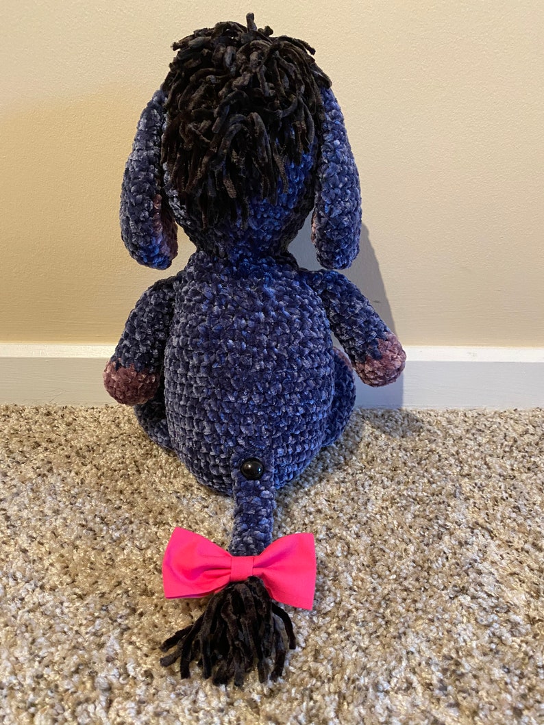 Crochet Velvet Eeyore Plushie image 4