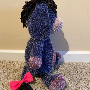 Crochet Velvet Eeyore Plushie image 5