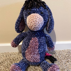 Crochet Velvet Eeyore Plushie image 2