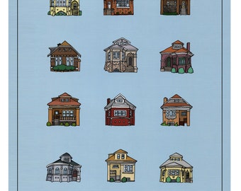 Bungalow Drawing Etsy