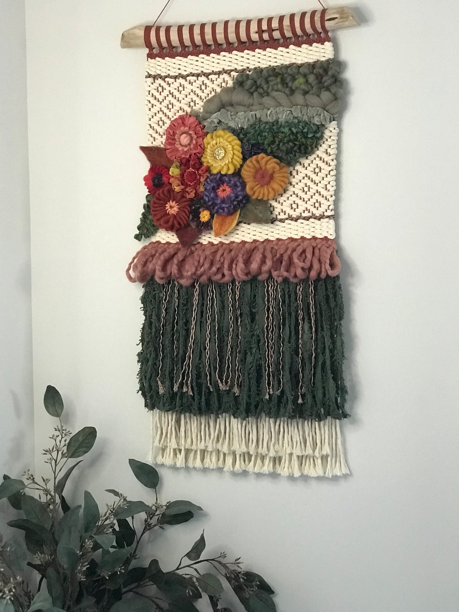 Floral Woven Wall Hanging | Cottage Core Decor | Botanical Garden ...