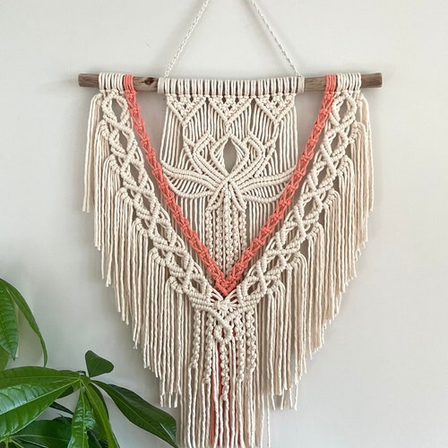 Macrame wall hanging, Lotus Flower macramé tapestry art boho style cozy home décor, meaningful bohemian decor, gifts for her Yoga studio