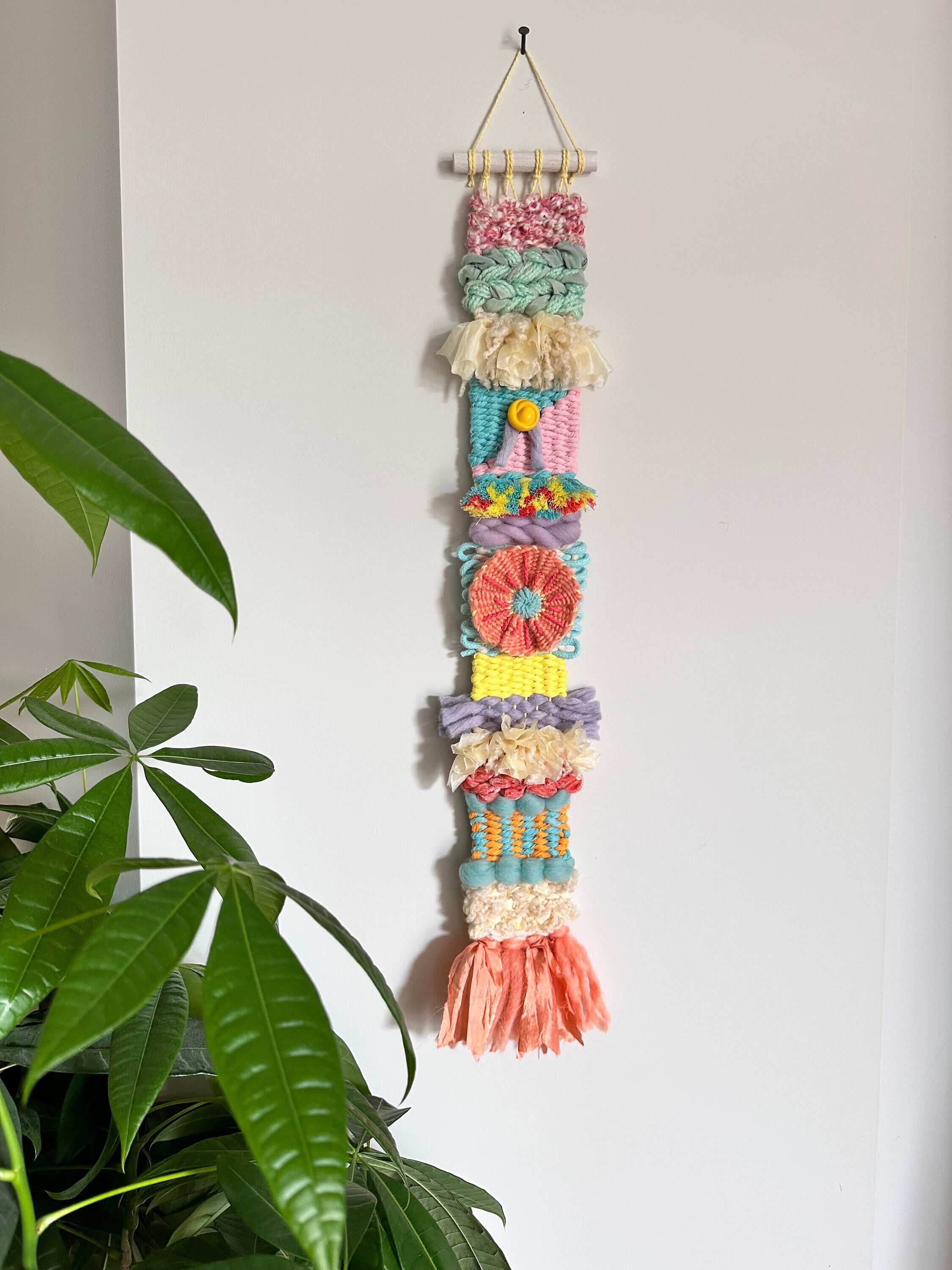 Woven Wall Art for Narrow Spaces Narrow Wall Hanging Colorful Floral