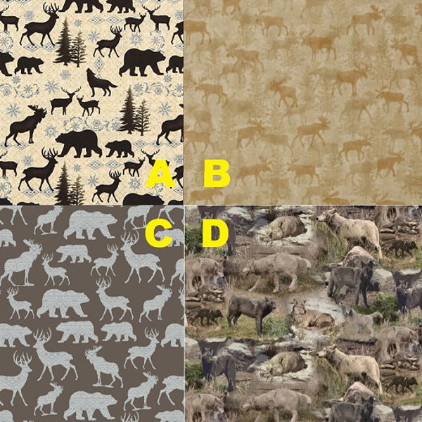 Woodland Animals Yellowstone Wolves Moose Crossing Modern Lodge Rustic Journey Tiger Kingdom Cotton Fabric Various Yardage