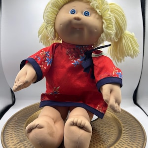 VINTAGE Cabbage Patch Baby Doll Blue Eyes 1978/1982 Coleco Kimono Girl