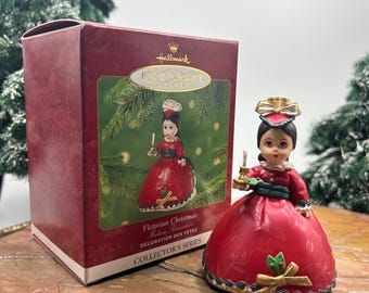 Adorno navideño victoriano de recuerdo VINTAGE Hallmark Madame Alexander Serie n.° 6, 2001