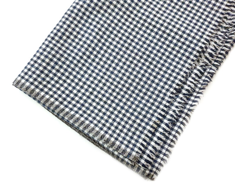 Vintage Gingham Fabric One Piece Fabric Check Square Print Grey White 