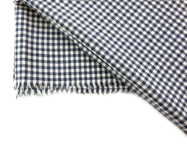 Vintage Gingham Fabric One Piece Fabric Check Square Print Grey White 