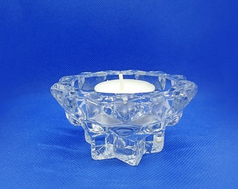 vintage Clear Solid Reims France Verre Candle Holder, verrerie vintage