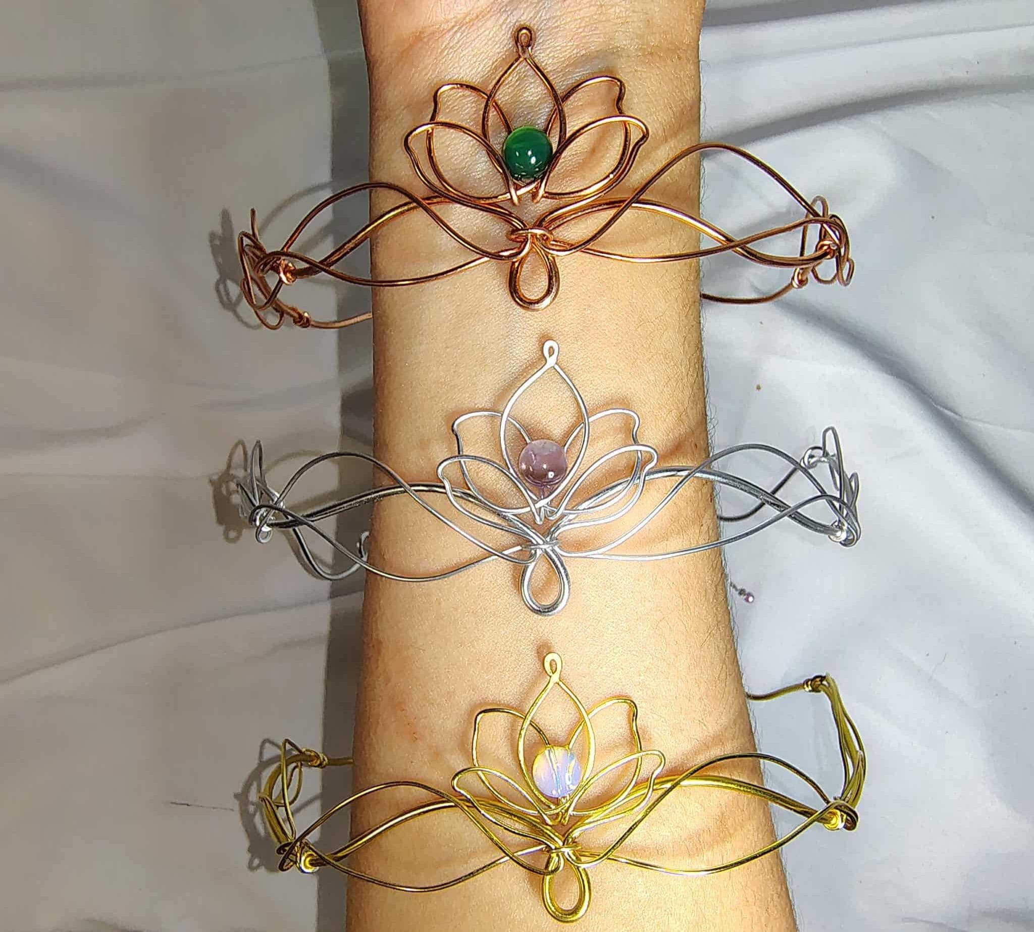 HAND CRAFTED crystal and gold wire wrapped crown headband accessory Braided Ribbon Crown - Handcrafted Wire Band with Crystal  main image 3