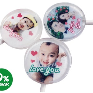 Custom Photo Lollipops: Sugar-Free Party Favors, Vegan (Set of 10)