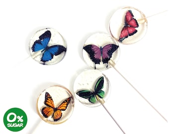 10ct Butterfly Lollipops: Sugar-Free Treats.