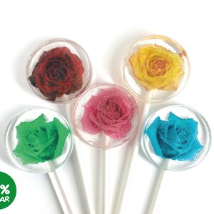 10ct. ROSE FLOWER Sugar Free Lollipop, Sweet Clean Teeth with Xylitol and Isomalt. Enjoy lollolpop!