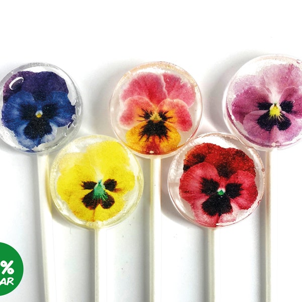 10ct. PANSY FLOWER Sugar Free Lollipop, Sweet Clean Teeth with Xylitol and Isomalt. Enjoy lollolpop!