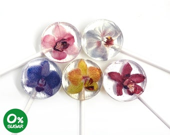 10ct. ORCHID FLOWER Sugar Free Lollipop, Sweet Clean Teeth with Xylitol and Isomalt. Enjoy lollolpop!