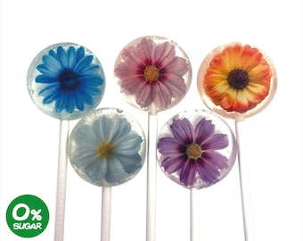 10ct Cosmos Flower Lollipops: Sugar-Free Treats. SWEET CLEAN TEETH