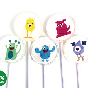 10ct. CUTE MONSTER Sugar Free Lollipop, Sweet Clean Teeth with Xylitol and Isomalt. Enjoy lollolpop!