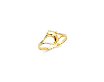 14k Yellow Gold Jumping Dolphins Split Shank Toe Ring