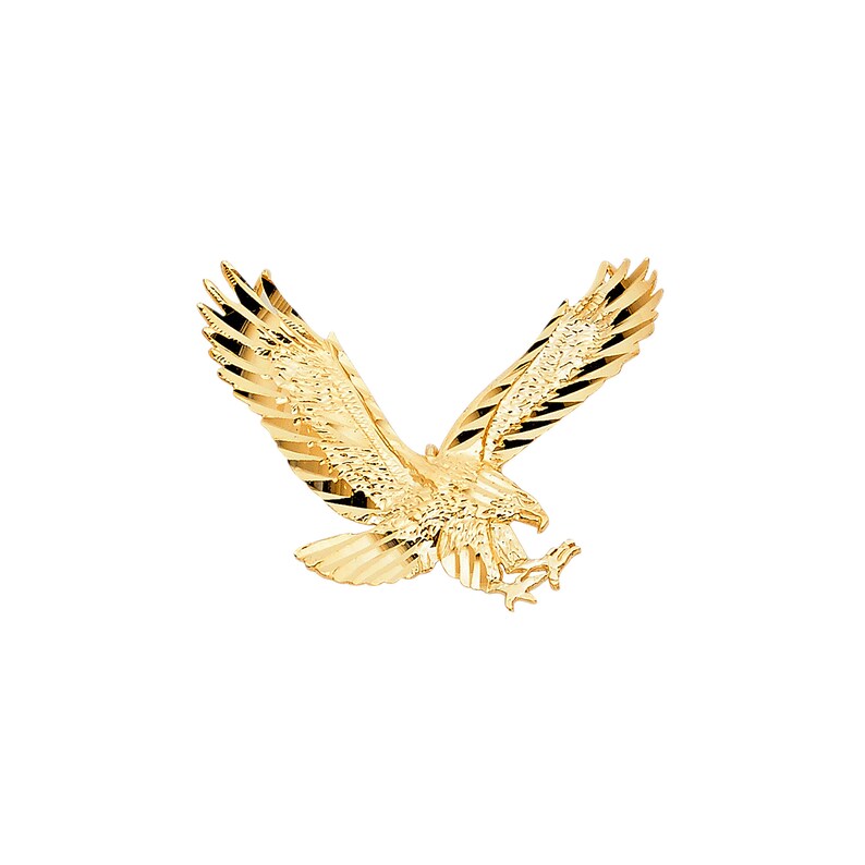Soaring Eagle Real 14K Yellow Gold Pendant | Etsy