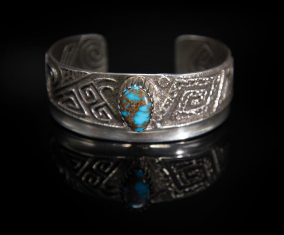 Cast Sterling Silver and Turquoise Pendant By Shane