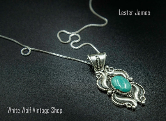 Lester James Kingman Turquoise Pendant - image 1