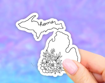 Unique Michigan map decals Floral Michigan Sticker