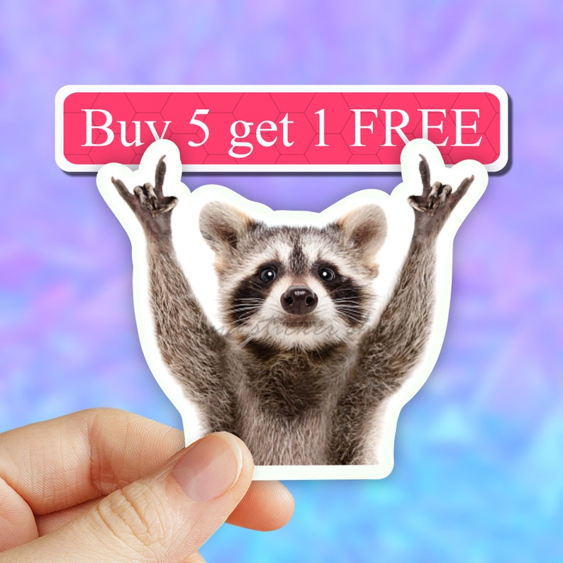 Raccoon Rock Sign Meme Stickers Trending Stickers Raccoon - Etsy