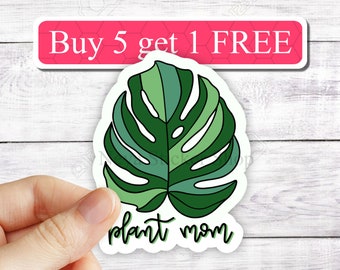 Monstera leaf plant mom Sticker, trending stickers, monstera sticker, plant stickers, laptop stickers, vinyl stickers, water proof sticker