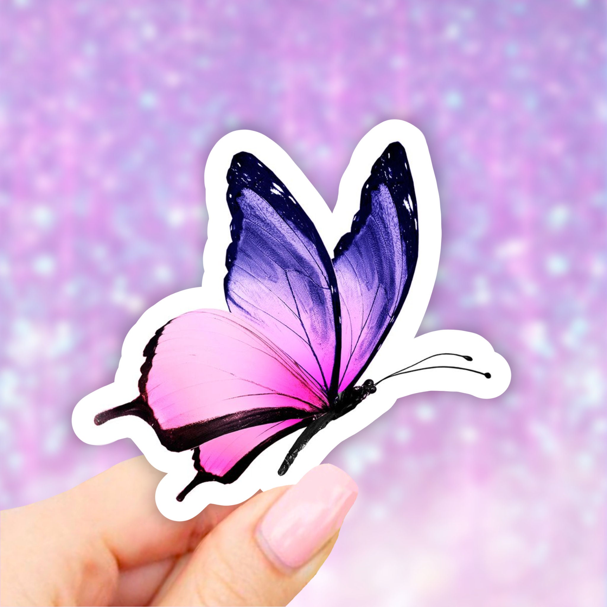 Pink Purple Butterfly Sticker, Animal Laptop Decal Vinyl Cute Waterbot –  Starcove Fashion