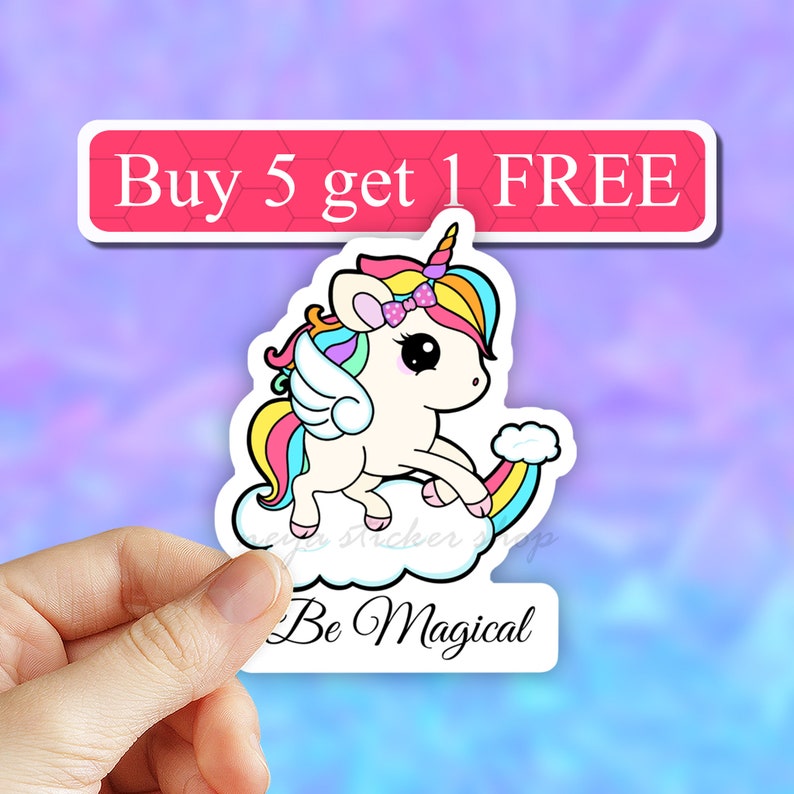 Unicorn Sticker, Cute unicorn rainbow sticker, Laptop Stickers, Waterbottle Stickers, laptop decal, tumbler stickers, computer stickers image 1