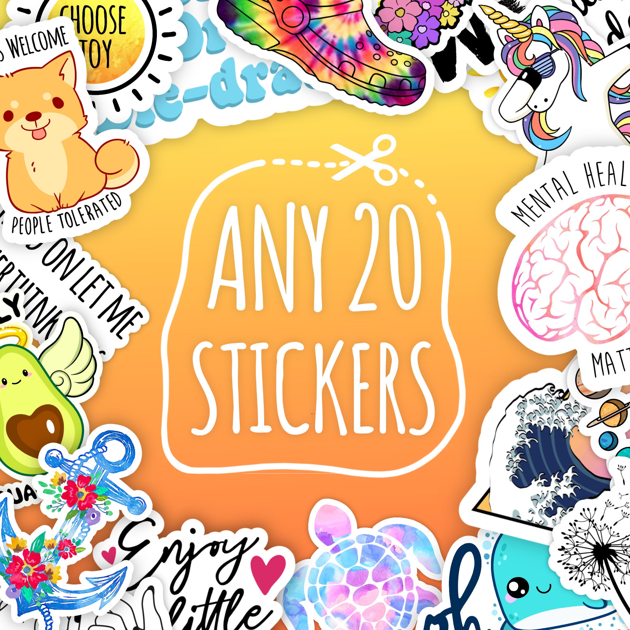 Choose Any 20 Sticker Pack VSCO Stickers VSCO Girl Stickers Etsy