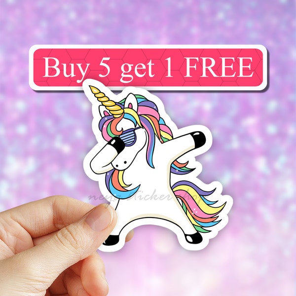 Rainbow Unicorn Dab Sticker, Cute unicorn sticker, Laptop Stickers, Waterbottle Stickers, laptop decal, tumbler stickers, computer stickers