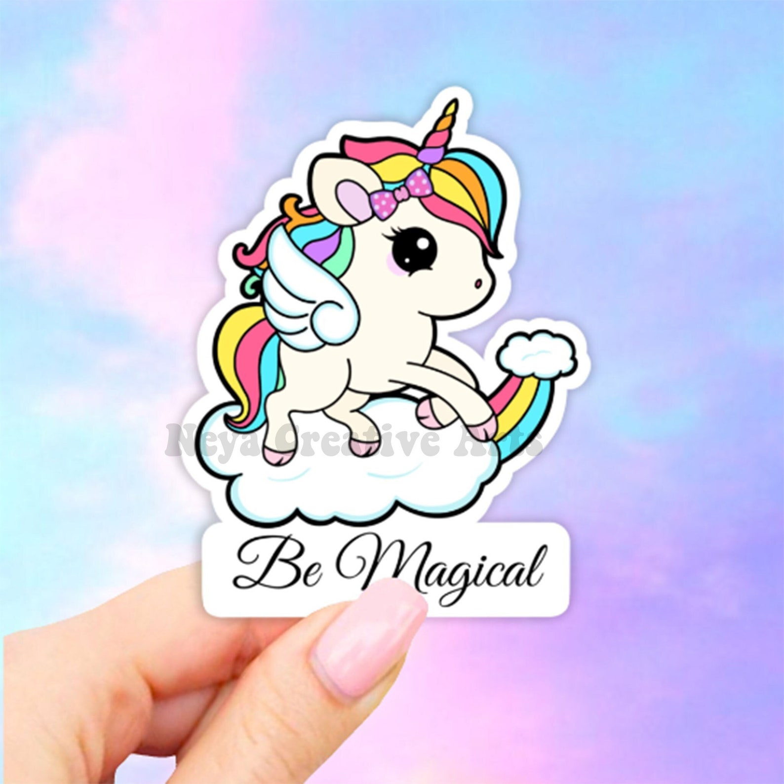 Unicorn Sticker Cute unicorn rainbow sticker Laptop Etsy