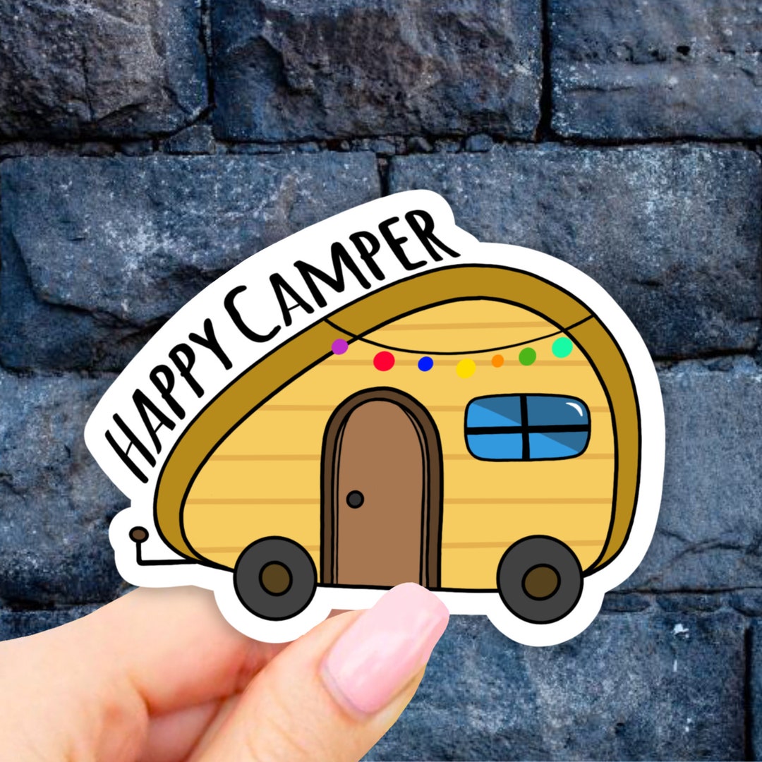 Sticker Over Computer Campera Happy Camper Sticker, Laptop Stickers, Aesthetic Stickers, Bumper ...