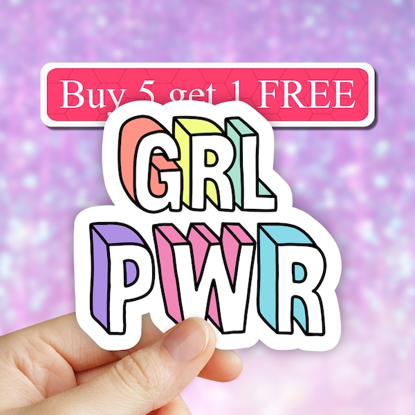 GRL PWR sticker, Girl Power Sticker, feminist stickers, female entrepreneur stickers, Female funny stickers, vinyl laptop stickers, decals