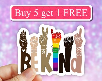 Be kind sticker, hydroflask stickers, Pride month stickers, LGBTQ , BLM, ASL, Rainbow, kindness diversity, laptop stickers, car stickers