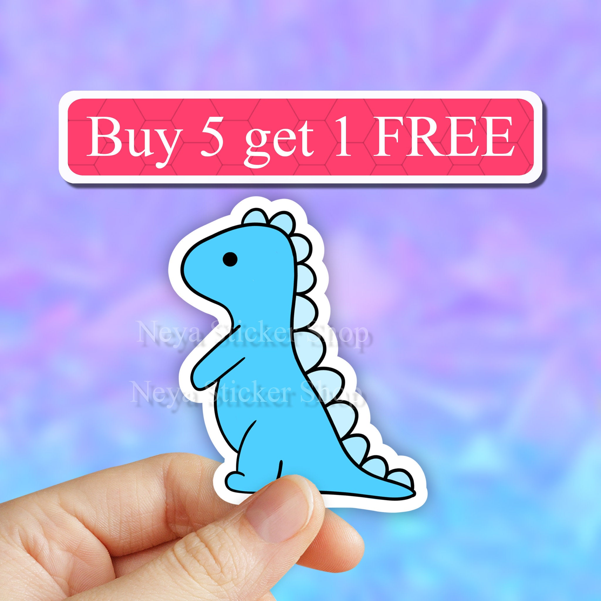 Cute blue Dinosaur Sticker cute Dino Stickers Laptop Etsy