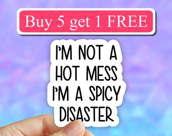 I'm not a hot mess I'm a spicy disaster sticker, funny stickers, laptop decal, sarcasm sarcastic tumbler sticker, vinyl water bottle sticker