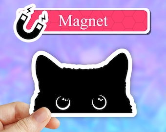 Black peeking cat Magnet, black cat fridge magnet, black cat eyes car magnet, cat mama, cat mom magnet, cat lover cat magnet, car window