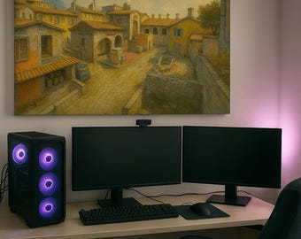 CS2 Inferno "A Site" Canvas Painting: Gamer Room Art