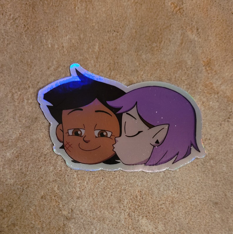 The Owl House Luz and Amity Lumity Kiss Holographic Sticker 