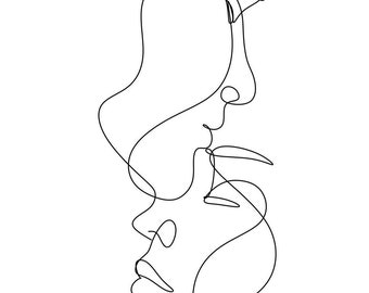 Line Art Two Faces Etsy