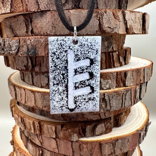 Diamond Ogham Celtic Astrology Pendant - Alder Tree - March 18th to April 14th - Hand Fired White Enamel on Copper
