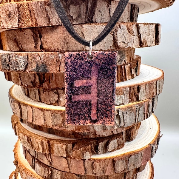 Alexandrite Ogham Celtic Astrology Pendant - Oak Tree - June 10th to July 7th - Hand Fired Purple Enamel on Copper