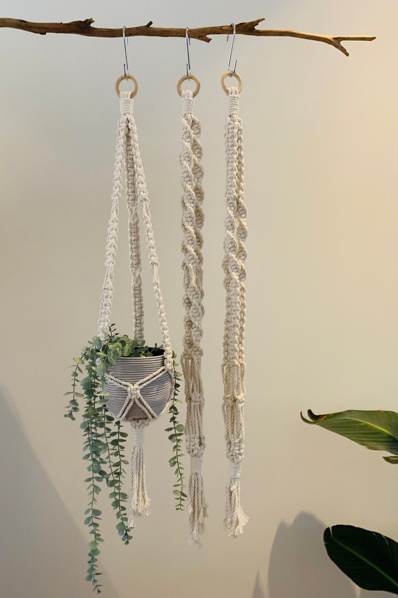 Macrame Plant Hangers Cotton Cord Natural image 3