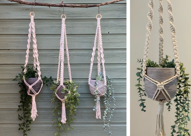 Macrame Plant Hangers Cotton Cord Natural image 1