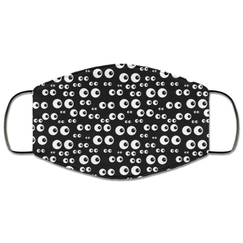 Googly Eyes Face Mask With Filter Black Washable 2 Layer Etsy