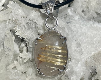 Rutilated Quartz Silver Pendant