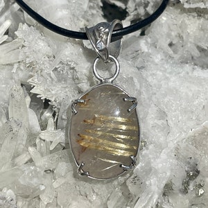 Rutilated Quartz Silver Pendant