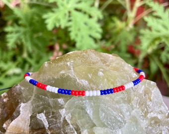 Beaded Red White Blue Bracelet